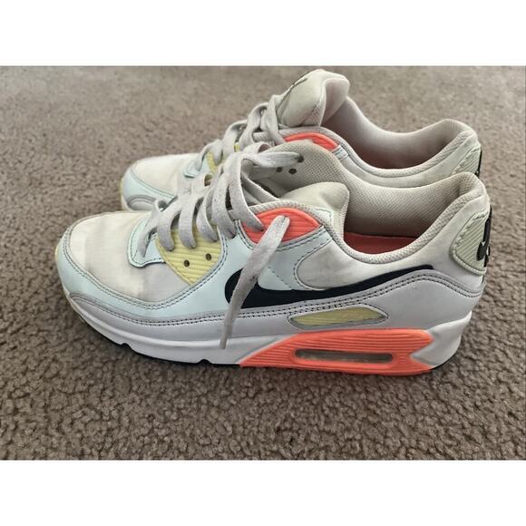 Womens Nike Air Max 90 Summit White Smoke Gray Mango Sneakers CV8819-101 Sz 9 - Picture 11 of 12